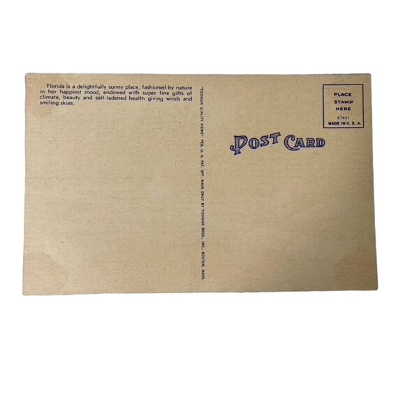 Vintage Linen Postcard Sunken Garden Miami Florida  Firestone Estate u - Picture 3 of 5